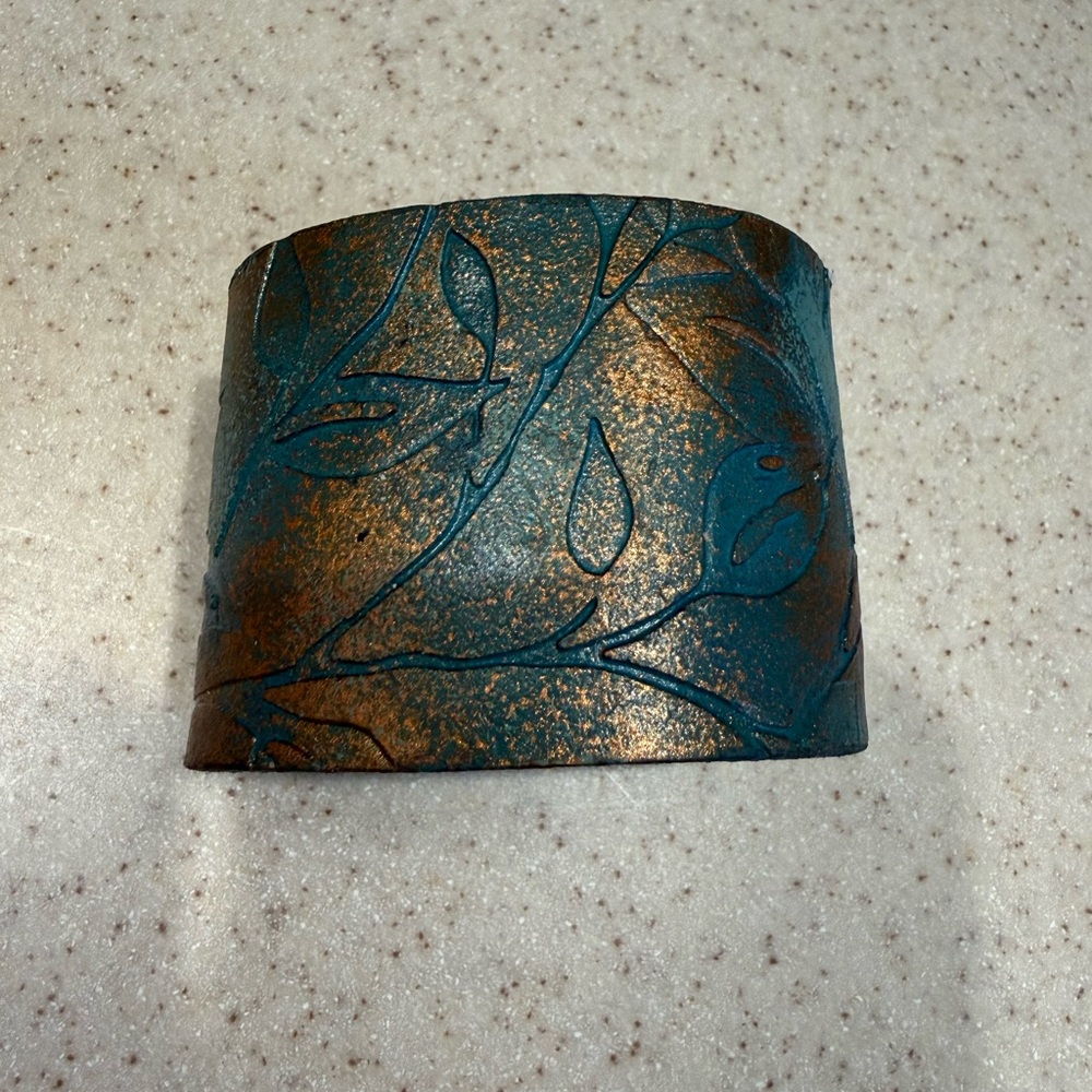 Boho Turquoise Floral Artisan Cuff Bracelet | Handcrafted | Match Necklace AVBL
